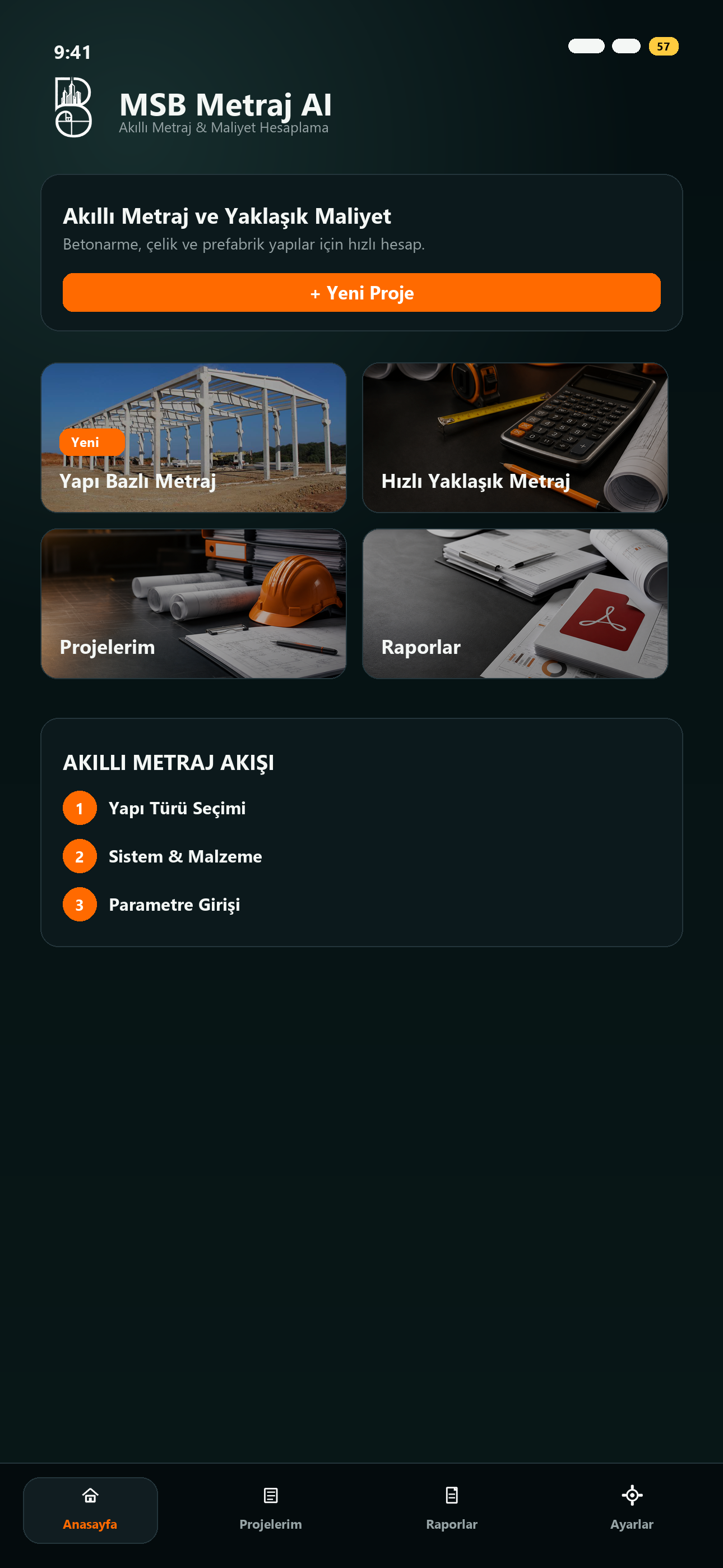 Uygulama ana ekranı